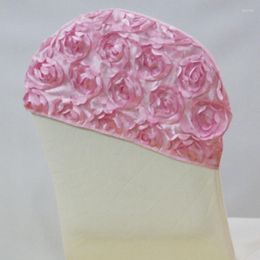 Chair Covers 10PCS/lot Roses Cap Spandex Rosette Hat Colorful Simple Cover For Wedding Banquet Party Decoration