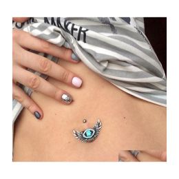 Navel Bell Button Rings D073611 8 Colours Mix Wing Style Ring Piercing Body Jewlery 1.6X11X5/8 Belly Jewellery C3 Drop Delivery Dha45