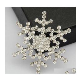 Pins Brooches Womens Winter Snowflake Clear Brooch Pin Wholesale Drop Delivery Jewelry Dhu1P