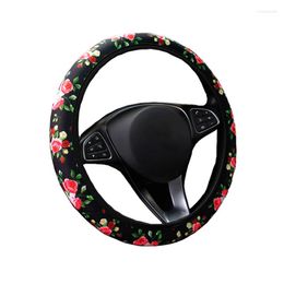 Steering Wheel Covers Fashion Flower Car Cover No Inner Ring Rose Style Women Girl Lovely Cute Hand Bar Protector Interior Decoration
