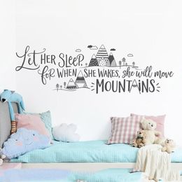 Wall Stickers Decal Nursery Decor Quote Mountain Let Her Sleep For When She Wakes Will A13-015Wall StickersWall