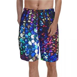 Men's Shorts Colorful Sequins Board Sequin Wallpapers Beach Drawstring Funny Customs Swim Trunks Big Size 2XLMen's