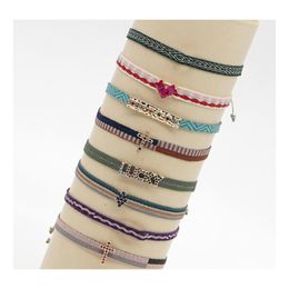 Charm Bracelets Handmade Weave Pattern For Women Bohemian Vintage Shiny Crystal Anklet Ethnic Bracelet Boho Jewellery B39A Drop Deliver Dhlmt