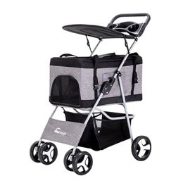 Dog Car Seat Covers 2023 Pet Stroller Cats Baby Detachable One-shoulder Handbag Portable Breathable Cat Trolley Carrier Bag