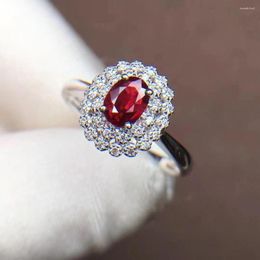 Cluster Rings T1210 Ruby Ring Fine Jewelry Solid 18K Gold Nature Red 0.71ct Diamonds For Women Presents