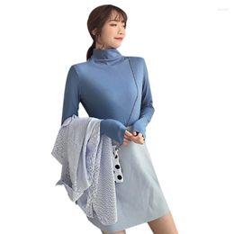 Women's Sweaters Cotton Turtleneck Solid Colour T-Shirt Women's 2023 Fall Retro Long Sleeve Ladies Girls Winter Fashion Pullover Tops
