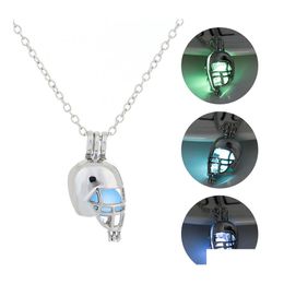 Pendant Necklaces Glow In The Dark American Football Helmet For Women Luminous Beads Locket Chains Fashion Sports Jewellery Gift Drop Otzof