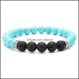 Arts And Crafts Natural Lava Stone Lapis Lazi Turquoise Tiger Eye Bead Bracelet Diy Volcano Essential Oil Diffuser For Women Men Jew Dhshn