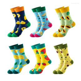 Men's Socks 1 Pair Happy Men Women Short Sock Fashion Hip Hop Harajuku Fruit Animal Funny Cotton Sokken Winter Meias Calcetines