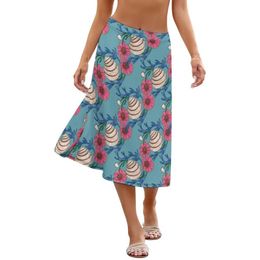 Skirts Floral Skirt Fashion Beach Female Patterns Spandex Soft Midi