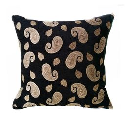 Pillow Hinyeatex Luxurious Chenille Small Black Brown Paisley Decorative Cover Square Home Case 45 X 45cm Sell By Piece