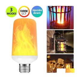 Led Bulbs Creative Sensor Flame Lamp E27 E26 Fire Effect Bb 7W Flickering Emation For Home Decor Christmas Light Ac Drop Delivery Li Otkpv