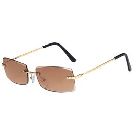 Sunglasses For Women Vintage Fashion Sunglases Womens Ladies Trendy Retro Sun Glasses Woman Luxury Rimless Small Slim Designer Sunglasses 8K1D039