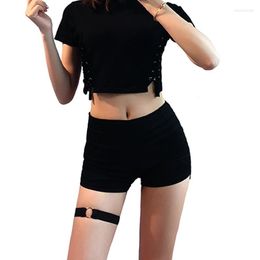 Belts Womens Metal Circle Ring Leg Garters Sock Sexy Black Fetish Strap Bondage Harness Thigh Stocking Suspender Accessories