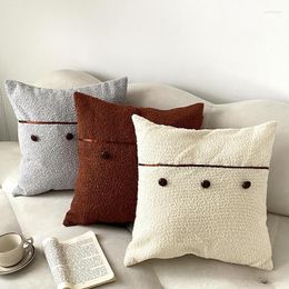 Pillow DUNXDECO Retro Button Warm Fleece Decorative Room Modern Simple Bedding Home Sofa Car Cojines Decor