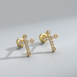 Stud Earrings SIPENGJEL 2 Pc Shiny Cz Cross Ear Piercing For Women Stainless Steel Cartilage Girls Jewelry