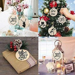 Christmas Decorations 100Pcs Round Wooden Slices Ornaments Craft Circles Shapes DIY Xmas Tree Decoration Hanging Baubles