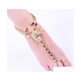 Anklets 2 Colours 1 Pair Scorpion Style Statement Foot Jewellery For Women Costume Beach Sandal Anklet Novelty Fashion 158C3 Drop Delive Dhmw6