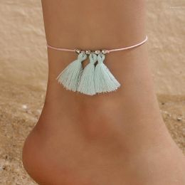 Anklets ToconaColorful Tassel For Women Girls Summer Conch Silver Color Alloy Metal Foot Chain Bohemian Jewelry Gift21933