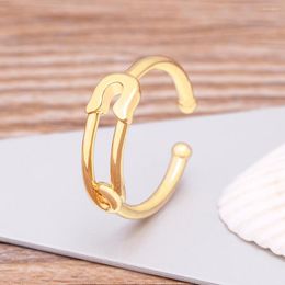 Wedding Rings AIBEF Original Design Brooch Paper Clip Gold Plated Ring Female Open Retro Adjustable Fashion Jewellery Exquisite Party Gift