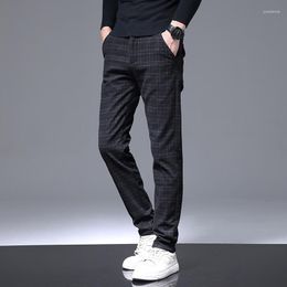 Men's Pants Spring Men Stretch Slim Fit Elastic Waist Business Classic Korean Cargo Smart Casual Trousers Male Black Grey