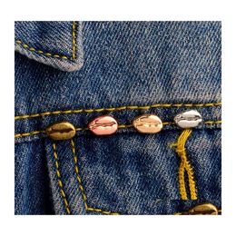 Pins Brooches Coffee Bean Modelling Cowboy Collar Pins Alloy Geometric Metal Clothes For Unisex Shirt Backpack Badge Jewellery Accesso Dhdh1