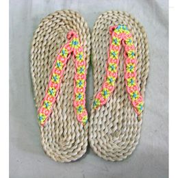 Slippers Jarycorn Style Hand-Woven Strap Rubber-Soled Sandals Ladies Fashion Creative Flip-Flops Natural Environmental Protection