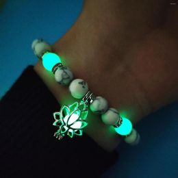 Charm Bracelets Luminous Beads Lotus Bracelet Vintage Amulet Bangle Yoga Prayer Trinket Party Date Anniversary Gifts For Women Girl Couples