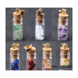 Pendant Necklaces Handmade Energy Crystal Stone Mini Glass Bottle For Women Men Lovers Lucky Jewellery With Rope Chain 51C3 Drop Deliv Dhytu