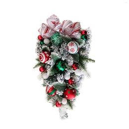 Decorative Flowers Candle Rings 10 Inch 2023 Christmas Wreath Decorations PVC Upside Down Tree Simulation Flower Heart Valentine Door