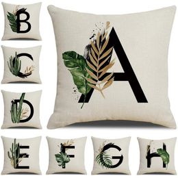 Pillow Case 26 Letters Cotton Linen Pillowcase For Bed Sofa Decorative Cushion Cover Modern 45x45cm Car Home Decor