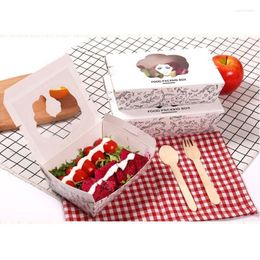 Dinnerware Sets Disposable Lunch Salad Box Waterproof Hollow Out Beauty Fruits Packing Tools Window Film Fast Tray White Cardboard 10pc