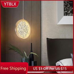 Pendant Lamps IWP Modern Round Relief Lamp Luxury Golden Bedside Chandelier Iron Mini Hanging Light For Bedroom Restaurant Living Room