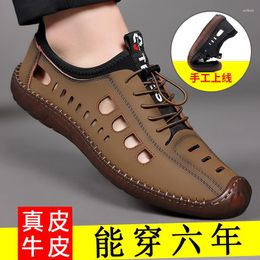 Sandalet 2023 Yaz Erkekler Sıradan Moda Boş Düz Nefes Alabilir Ayaklar Düz İş Yumuşak Alt Spor ayakkabıları Sandalias Hombre