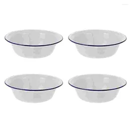 Bowls 4 Pcs Kneading Dough Bowl White Round Tray Fruit Candy Set Enamel Wash Basin Camping Accessories Tent Campers
