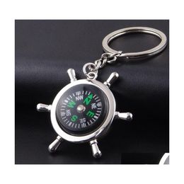 Key Rings Nautical Helm Compass Keychain For Car Fashion Chains Alloy Hang Charms Novelty Wholesale Creative Mtifunction C3 Drop Del Dh5Fb