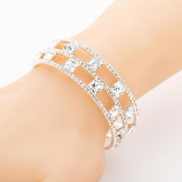 Bangle Europe And America Geometry Fashion Woman Bracelet Crystal Embellishment Jewellery Cuff Rhinestone Trendy Wholesale