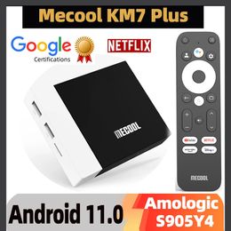 Mecool KM7 Plus TV Box Android 11 Amlogic S905Y4 Netflix Google Certified Voice AV1 1080P 4K 60pfs Android 11.0 Media Player