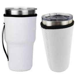 Drinkware Handle Sublimation Blanks Reusable 30oz Iced Coffee Cup Sleeve Neoprene Insulated Sleeves Mugs Cover Bags Holder Handles For 20oz 32oz Vacumm Tumblers