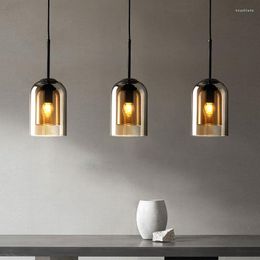 Pendant Lamps Bedroom Bedside Small Droplight Glass Single-Head Modern Minimalist Restaurant Model Room Light Luxury TV Wall Bulb