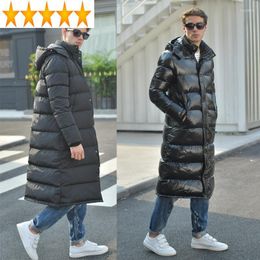Men's Down Clothing Winter Jacket Men Hooded Parkas Man Glossy Jackets Thick 90% White Duck Coat Warm Long Parka