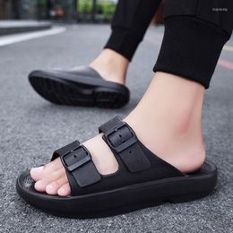 Sandals Classic Couple Flat Slide With Arch Support Adjustable Buckle Slip-on Slides Shoes Non-Slip Beach Men's Flip Flops Mujer
