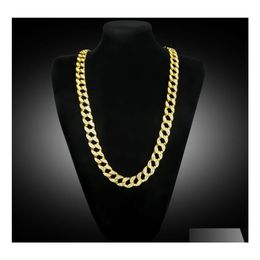 Chains Miami Cuban Link Gold Plated Iced Out White Diamond Long Necklaces For Mens Hip Hop Jewelry Sell Drop Delivery Pendants Otnbl