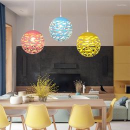 Pendant Lamps Multicolor Hollow Ball Lights Nordic Living Dining Room Bar Decor Hanging Lamp E27 Vintage Aisle Ceiling