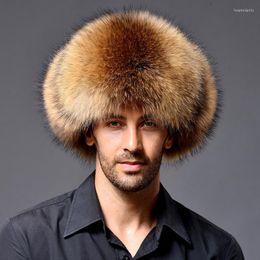 Berets Men Winter Bomber Hat Adult Male Fluffy Imitation Fur Thickened Cap Warm Ear Protection Russian Outdoor Windproof Caps H7183