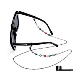 Eyeglasses Chains Fashion Crystal Glasses Neck Strap Chain For Women Beaded Sunglasses Lanyard Straps Cord Gold Colour Metal Drop Del Ottdn