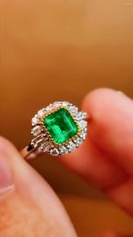 Cluster Rings 3369 Solid 18K Yellow Gold Heart Shape Nature Green Emerald 0.82ct For Women Birthday's Presents Fine Jewelry