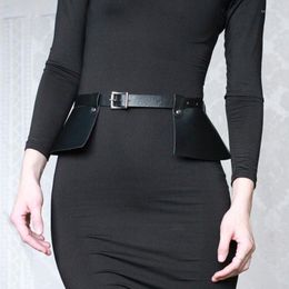Belts Fashion Skirt-Style Ruffled Ladies Girdle Gothic Cool Pu Leather Straps Decorative Shirt Dress All-Match Retro Jk Waistband