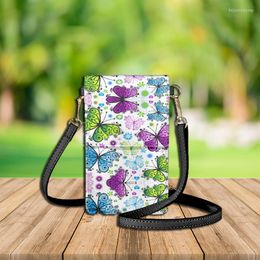 Evening Bags FORUDESIGNS Hand Painted Cute Butterfly Patterns Mobile Phone Bag Oblique Span Woman Fashionable Women's Makeup Handbag