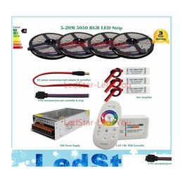 Led Strips 5050 Rgb Strip Bande Tape Tiras 20M 15M 10M 5M Fl Kit Add 18A Rf Remote Controller Power Adapter Amplifier Drop Delivery Otapu